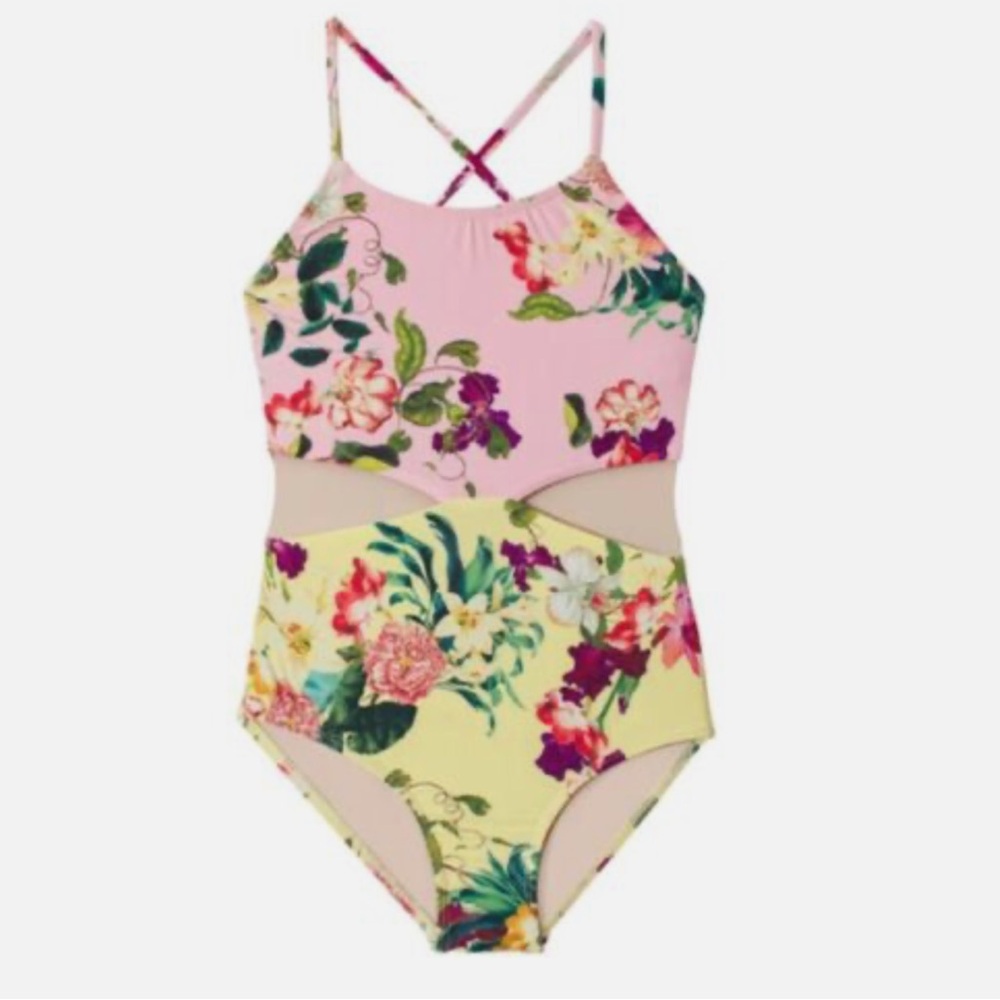 NWT PQ Swim Girls Floral Swimsuit Size 8